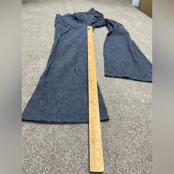 blue linen bohemian hippie trendy fashion Express bootcut mid rise pants sz 6 - Picture 12 of 13